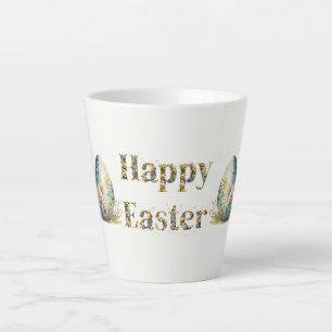 Tasse Latte Joyeux texte décoratif de Pâques Oeuf de Pâques