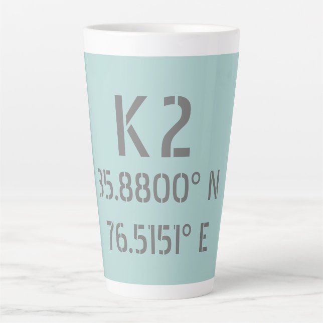 Tasse Latte K2 Latitude et longitude (Devant)