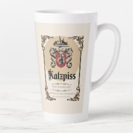 Tasse Latte Katzpiss - Allemand Parody Wine Étiquette Latte Cu