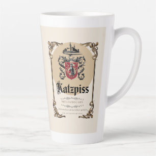 Tasse Latte Katzpiss - Allemand Parody Wine Étiquette Latte Cu