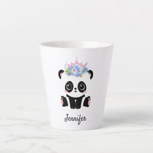 Tasse Latte Kawaii panda ours mignon reine florale personnalis