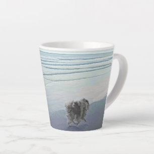 Tasse Latte Keeshonds at the Seashore Peinture Dog Art