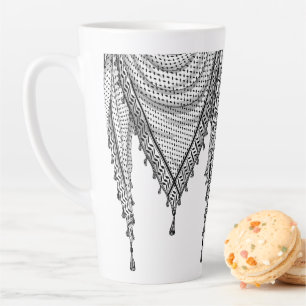 Tasse Latte Keffiyeh Écharpe palestinienne tissu traditionnel