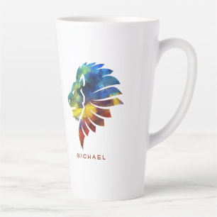 Tasse Latte King of the jungle watercolor name monogram