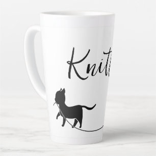 Tasse Latte Knitter Cat n Yarn Minimaliste