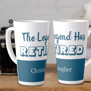 Tasse Latte La légende a pris sa retraite Bleu et blanc Retrai
