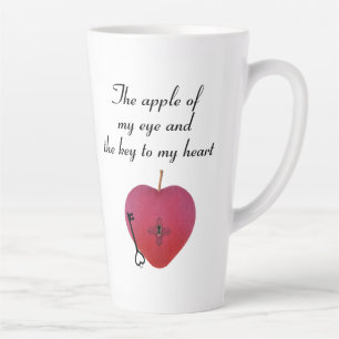 Tasse Latte La pomme de mon oeil et la clé de mon coeur