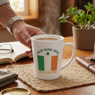 Tasse Latte La Saint-Patrick Drapeau Irlande Nom Personnalisé 