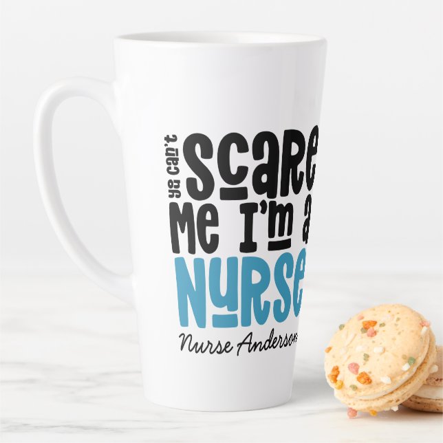 Tasse Latte La typographie des poutres bleues Funny Merci les  (En situation)