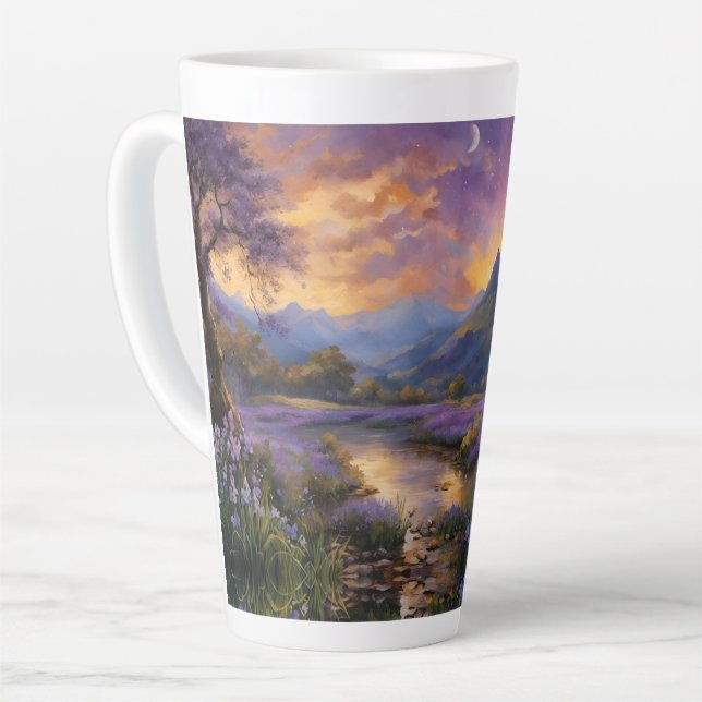 Tasse Latte La vallée de la Lavande à l'aube (Angle gauche)