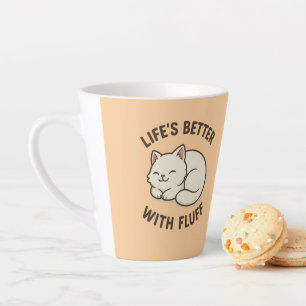 Tasse Latte La vie est meilleure avec le fluff - Cute Chibi Ca