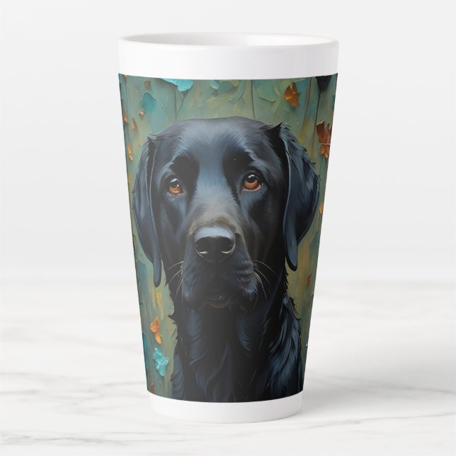 Tasse Latte Labrador noir en Feuille (Devant)