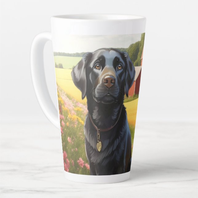 Tasse Latte Labrador Retriever à la ferme (Angle gauche)