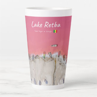 Tasse Latte Lac Retba, Sénégal - Bateaux du lac rose grands