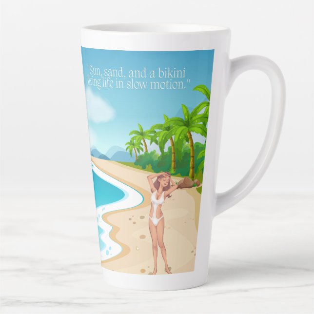 Tasse Latte ladie sur la plage (Droite)