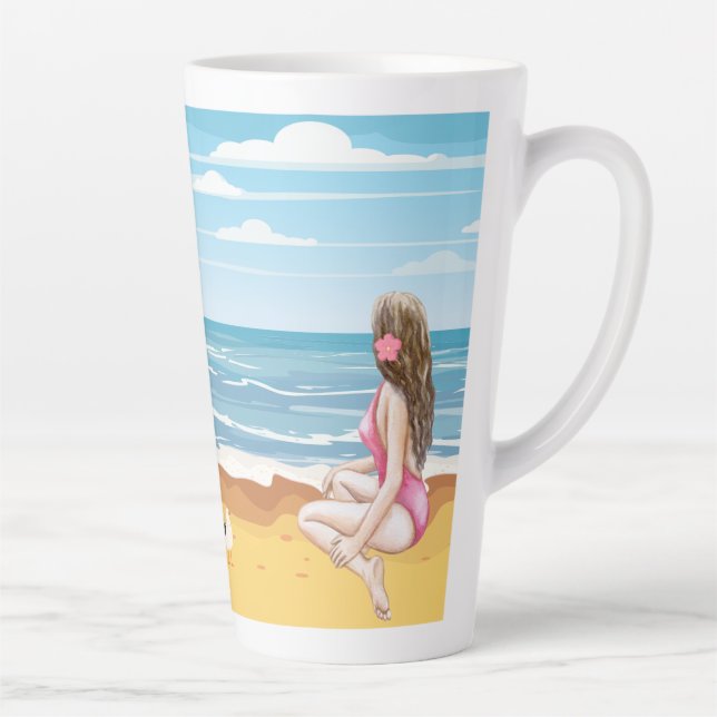 Tasse Latte ladie sur la plage (Droite)