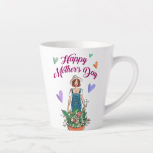 Tasse Latte Lady Gardening Flowers Fête des mères