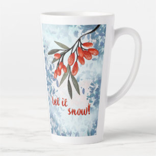 Tasse Latte Laisser Laisser Les Baies De Neige - Carte D'Hiver