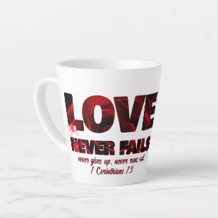 Tasse Latte L'AMOUR N'ÉCHEC JAMAIS Photo chrétienne