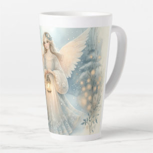 Tasse Latte Lanterne céleste d'ange d'hiver de grâce