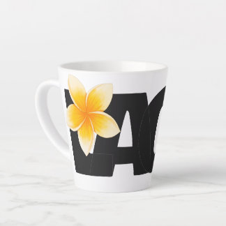Tasse Latte Laos Amour Fleur de Frangipanier Blanche et Noire