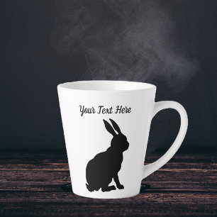 Tasse Latte Lapin assis silhouette noire profil latéral