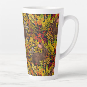 Tasse Latte Lapin d'automne sur fond noir