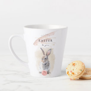 Tasse Latte Lapin de Pâques élégant Joyeuses Pâques Art Aqua