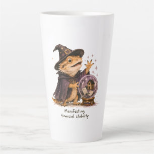 Tasse Latte L'art de dragon barbu manifestant la stabilité fin