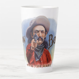 Tasse Latte L'art des étiquettes de cigare vintage, Cowboy att