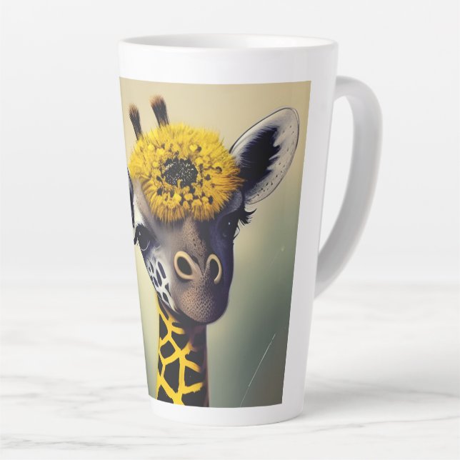 Tasse Latte L'Art numérique de la girafe bourde (Angle droit)