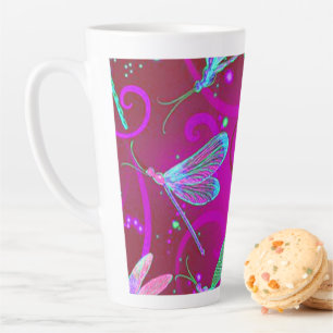 Tasse Latte Latte des libellules roses de Neon