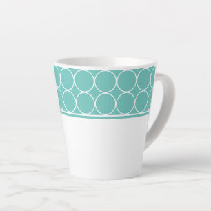 Tasse Latte Latte Mug-Aqua et points blancs
