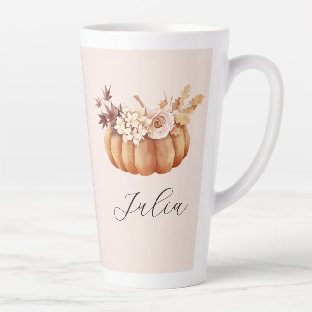 Tasse Latte Latte Mug, Citrouille d'automne | Cadeau rustique  (Droite)