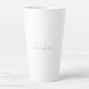 Tasse Latte Lavande Calligraphie Élégante Plaque Nom simple