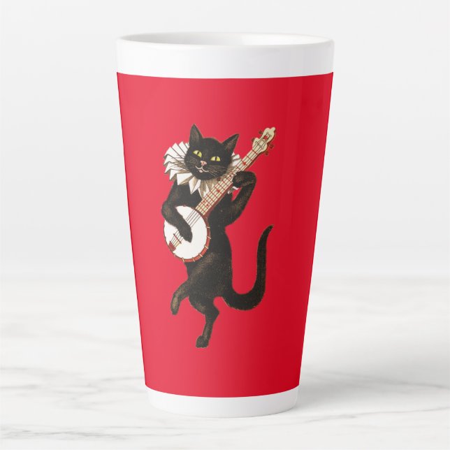Tasse Latte Le Chat de la Musique sur le Rouge (Devant)