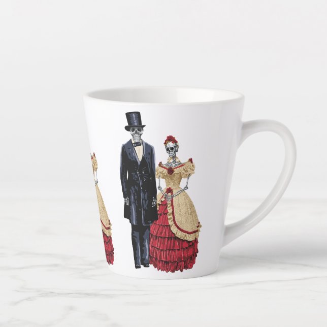 Tasse Latte Le président Lincoln Skeleton, Halloween Skeleton (Droite)