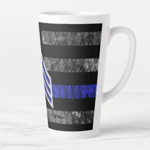 Tasse Latte Le sergent Stripes Mince Ligne Bleue Distressed Dr