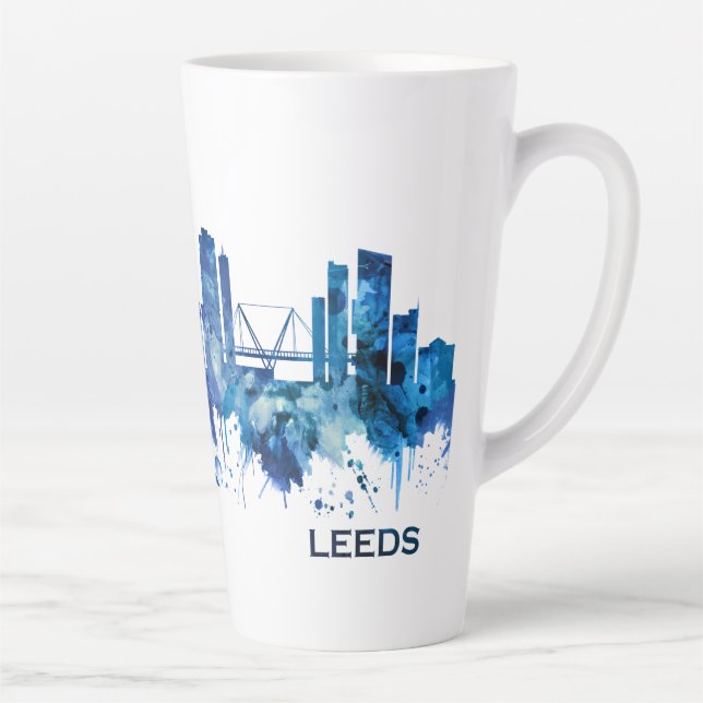 Tasse Latte Leeds England Skyline Blue (Droite)