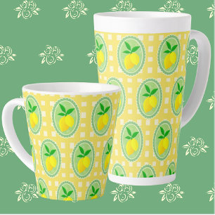 Tasse Latte Lémon jaune rétro vert printemps