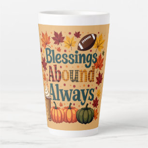 Tasse Latte Les Bénédictions Abondent Toujours Design Automne