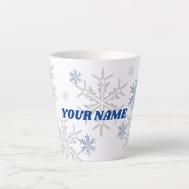 Tasse Latte Les flocons de neige hivernaux (Devant)