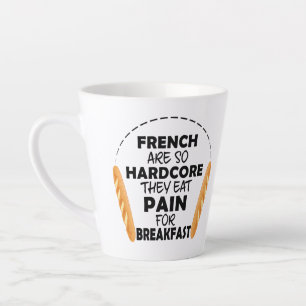Tasse Latte Les Français Mangent Douleur Pour Le Petit Déjeune
