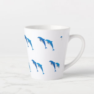 TASSE LATTE L'ÉTÉ, DES DOLPHINS GRIS ET BLEU FUNNY