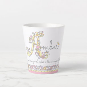 Tasse Latte Lettre d'ambre Un nom signifiant monogramme