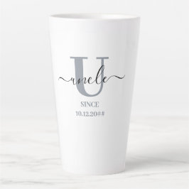 Tasse Latte Lettre de script oncle Élégant U Monogram Storm Bl