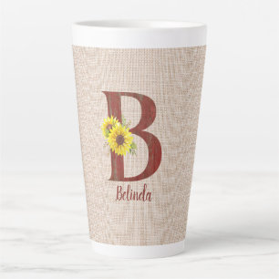 Tasse Latte Lettre en bois de grange B & Tournesols Personnali