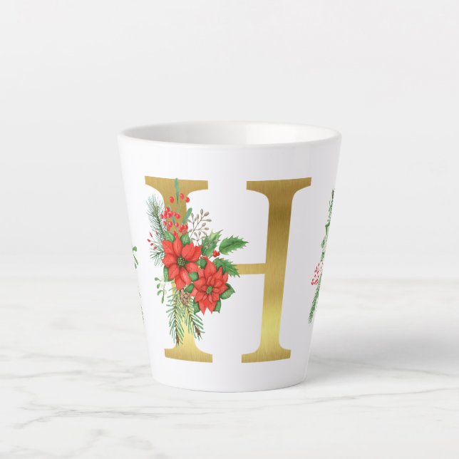 Tasse Latte Lettre en latte de marmite en or monogramme (Devant)