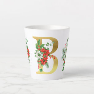Tasse Latte Lettre en latte de Noël monogramme Mug-or