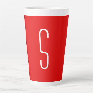 Tasse Latte Lettre initiale Monogramme Rouge blanc moderne